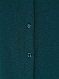 Plus Size Full Buttoned Elastic Waist Dress Emerald Green Alia