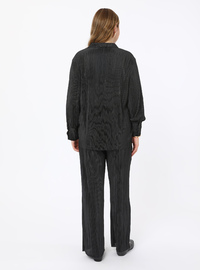 Pleated Plus Size Suit Black