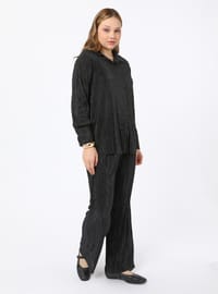 Pleated Plus Size Suit Black