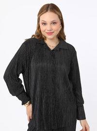 Pleated Plus Size Suit Black