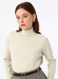 Rollkragenpullover - Creme