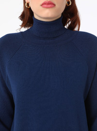 Rollkragenpullover - Marineblau