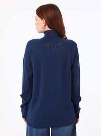 Rollkragenpullover - Marineblau