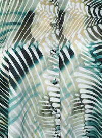 Leaf Print Satin Tunic Green