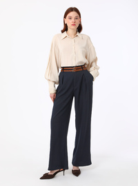 Double Belted Trousers Navy Blue Refka