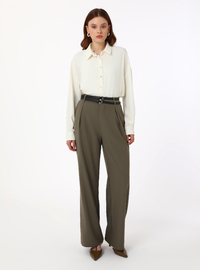 Double Belt Detail Pants Khaki