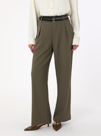 Double Belt Detail Pants Khaki
