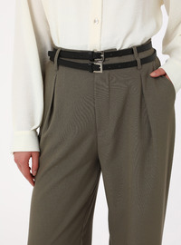 Double Belt Detail Pants Khaki
