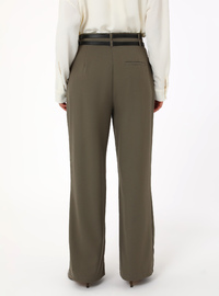 Double Belt Detail Pants Khaki
