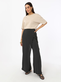 Side Tie Detail Pant Skirt Black