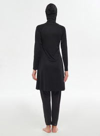 Langarm Modest Badeanzug Schwarz
