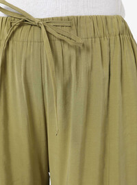 Hose mit weitem Bein und Rippendetail Hellgrün