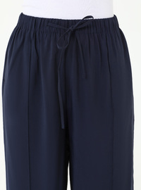 Wide Leg Pocketed Pants Navy Blue