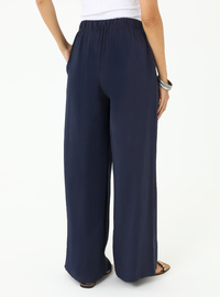 Wide Leg Pocketed Pants Navy Blue