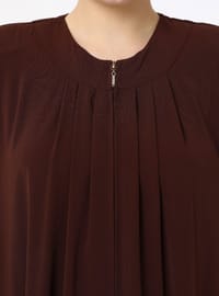 Plus Size Pleated Abaya Brown
