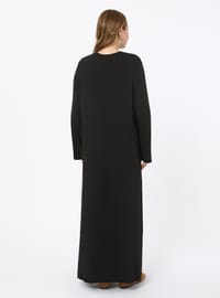 Plus Size Crew Neck Knitted Dress Black