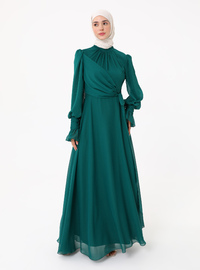 Robe de Soirée en Mousseline Émeraude