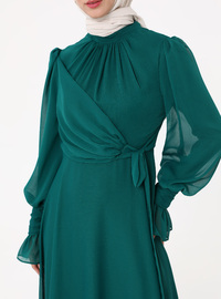 Robe de Soirée en Mousseline Émeraude