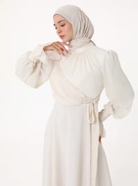 Chiffon Abendkleid - Ecru