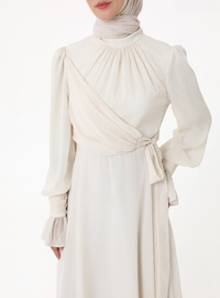 Chiffon Abendkleid - Ecru