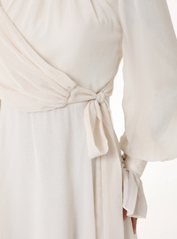 Chiffon Abendkleid - Ecru