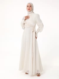 Chiffon Abendkleid - Ecru