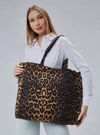 Leopard Print Tote Bag Brown