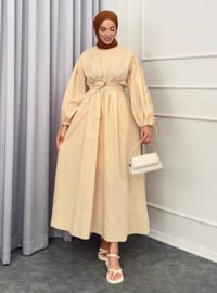 Robe Plissée à Nouer Crème