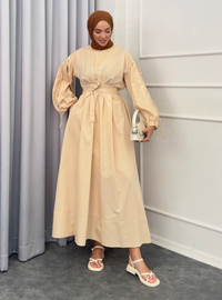 Robe Plissée à Nouer Crème