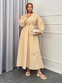 Robe Plissée à Nouer Crème