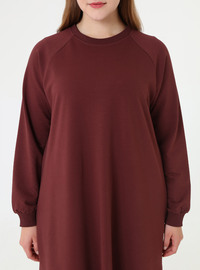 Plus Size Raglan Sleeve Dress Brown