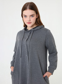 Hooded Snap Sport Plus Size Overcoat Anthracite Alia