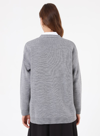 Strickcardigan V-Ausschnitt Grau