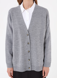 Strickcardigan V-Ausschnitt Grau