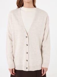 Strickcardigan mit Knöpfen Creme
