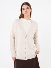 Strickcardigan mit Knöpfen Creme