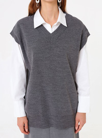 Pull en Tricot - Gris Clair