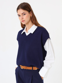 Strick-Pullunder - Marineblau