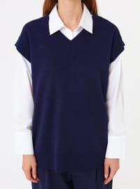 Strick-Pullunder - Marineblau