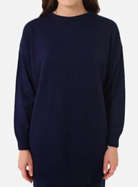 Bisiklet Yaka Triko Tunik - Lacivert