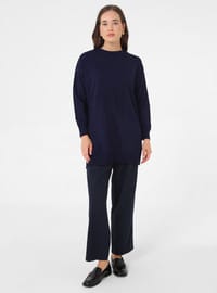 Bisiklet Yaka Triko Tunik - Lacivert