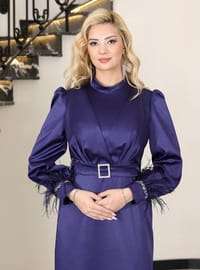 Robe de Soirée Satin - Bleu Marine