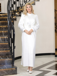 Robe de Soirée Satin Écru