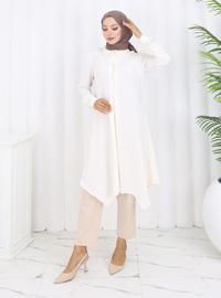 Ekru Asimetrik Tunik