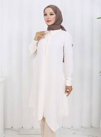 Ekru Asimetrik Tunik