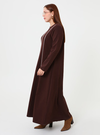 Robe Longue Rayée Marron