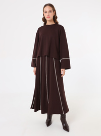Ensemble Chemisier & Jupe Coutures Marron