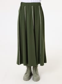 Ensemble Deux Pièces Coutures Contrastées - Kaki