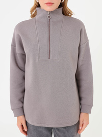 Sweatshirt mit Reißverschluss Dunkelgrau