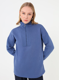 Sweatshirt mit halbem Rollkragen Indigo
